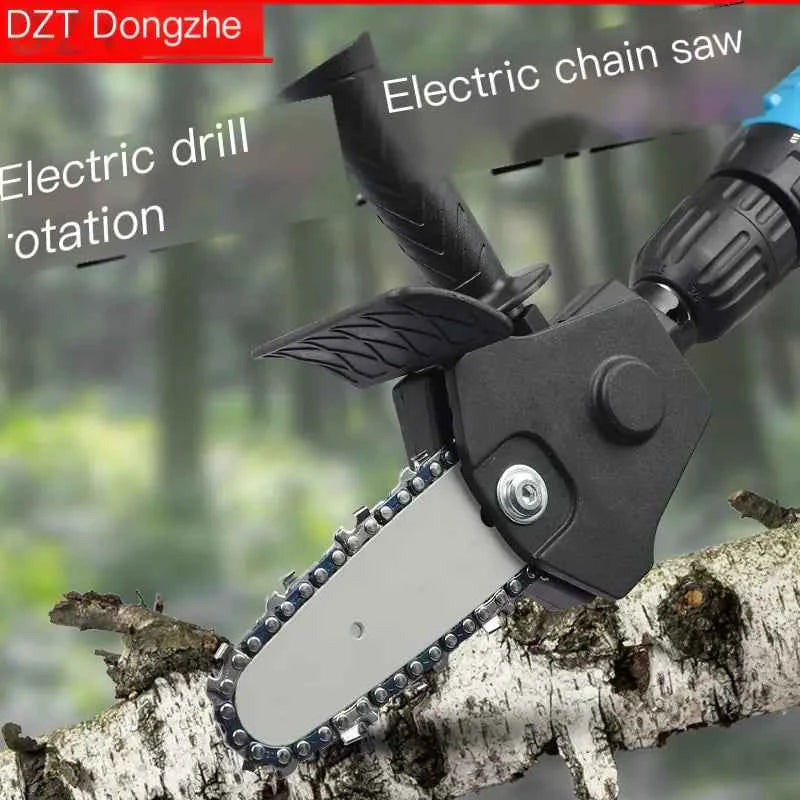 Electric Drill to Chainsaw Conversion Attachment