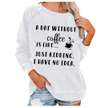 Coffee Personality Letter Print Sweatshirt for Women