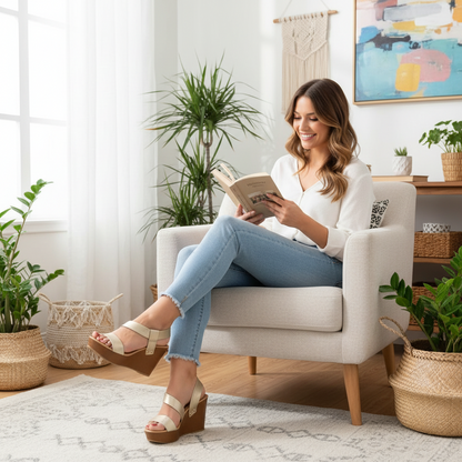 Női nyári casual slip-on wedge magassarkú cipők