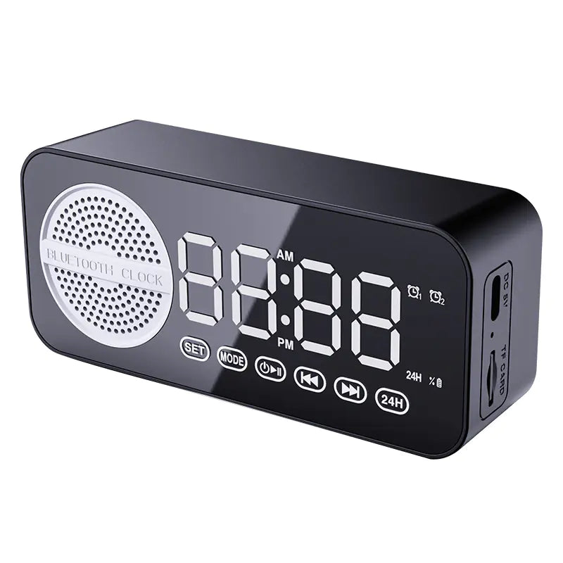 Smart AI Bluetooth Speaker with Mirror Clock Design