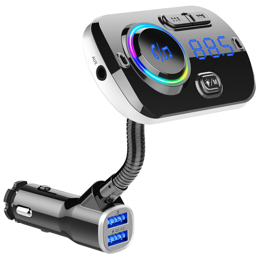Car FM Transmitter with Bluetooth, Voice Assistant & Mood Light