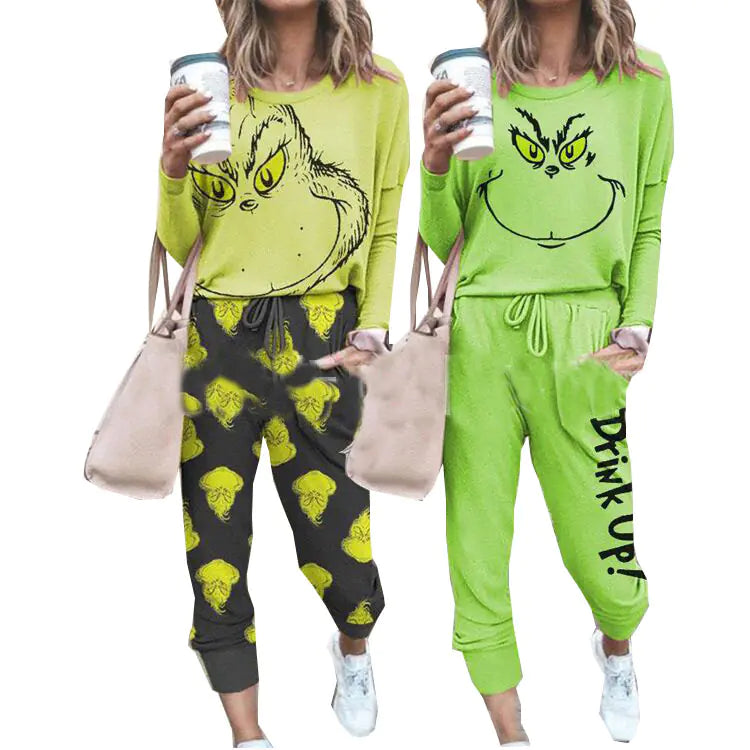 Grinch Drink Up Hoodie Set for Fall/Winter