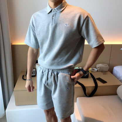 Casual Cotton Sports Suit with Polo Shirt and Shorts