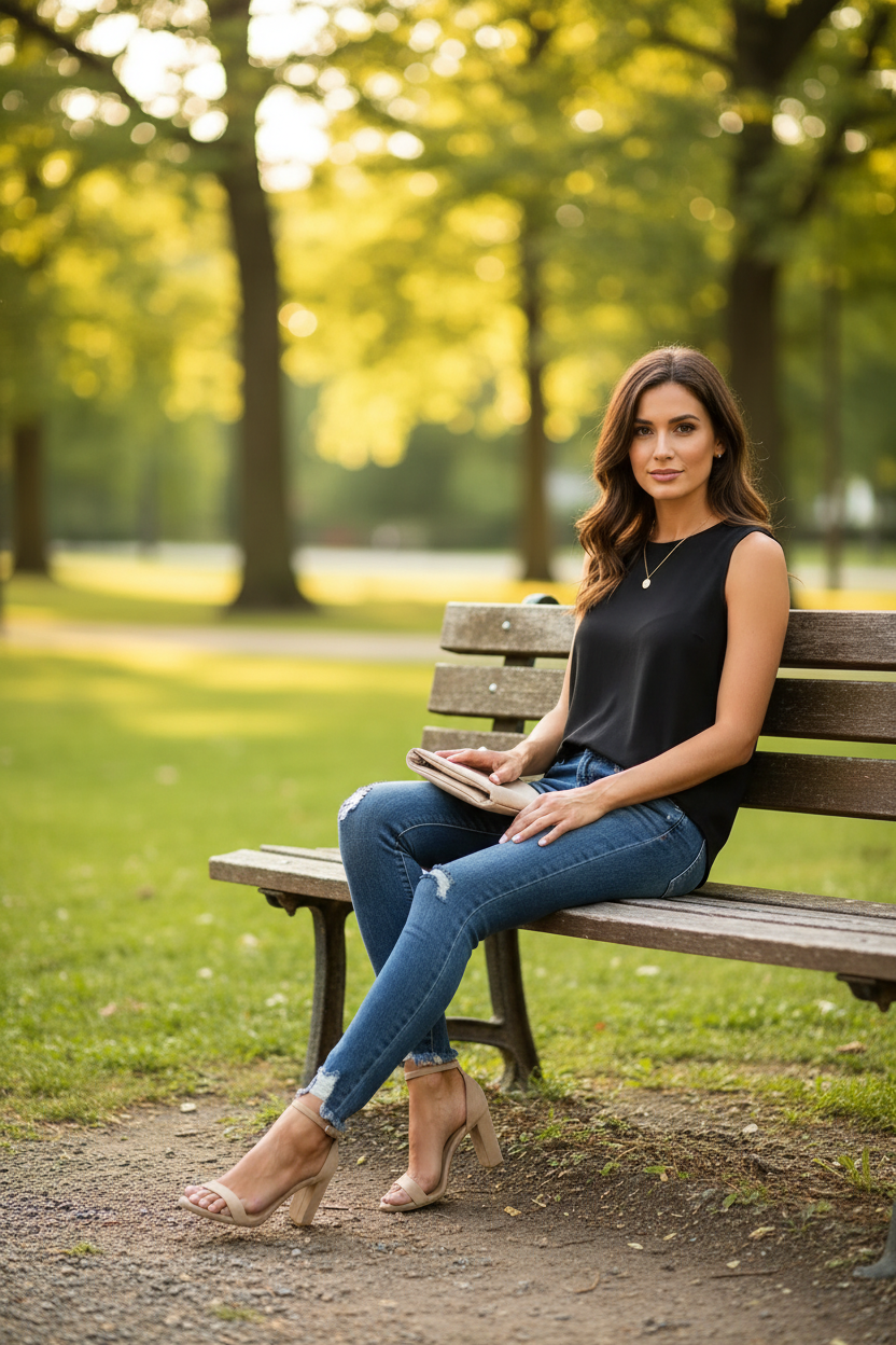 Slim-Fit Ripped Jeans with Raw Edges