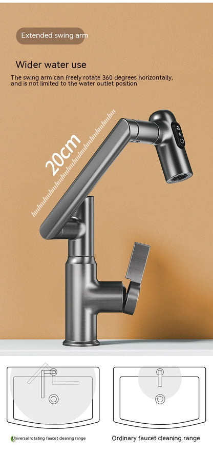 Rotating Digital Display Pull-Out Faucet