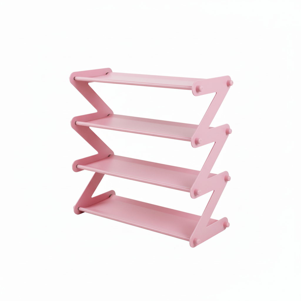 Minimalist Stainless Steel Z-Shaped Shoe Rack (Multi-Layer)