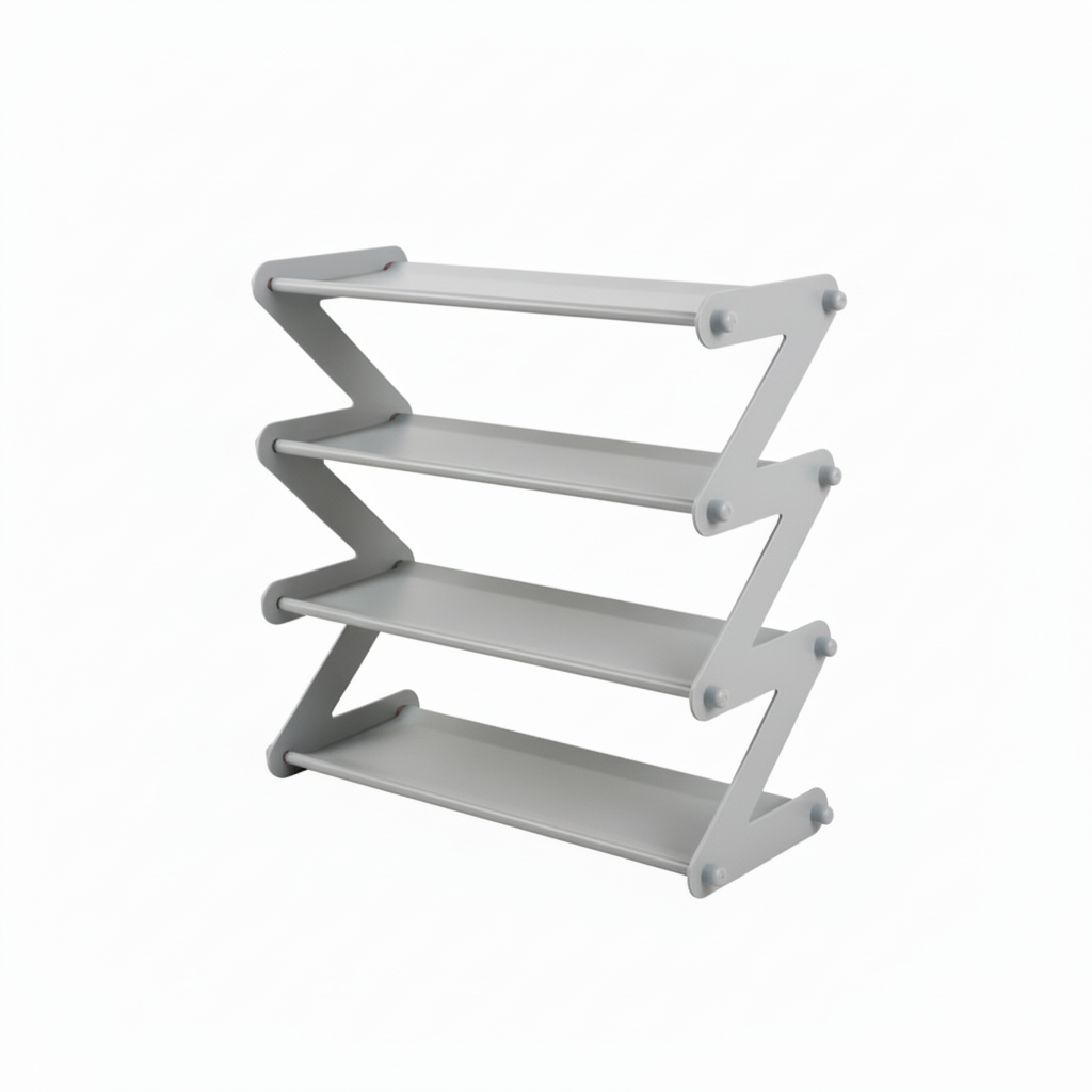 Minimalist Stainless Steel Z-Shaped Shoe Rack (Multi-Layer)