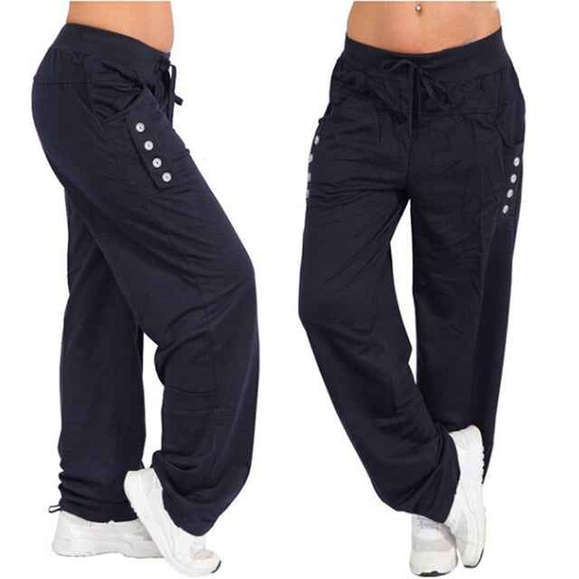 Plus Size Casual Jogger Pants for Women in Black/Gray
