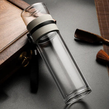 Customizable Glass Tea Separation Cup with Tea Chamber