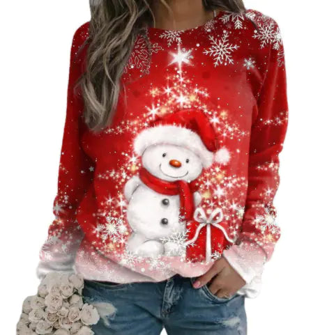 3D Digital Printed Christmas Women's Snowman Sweater