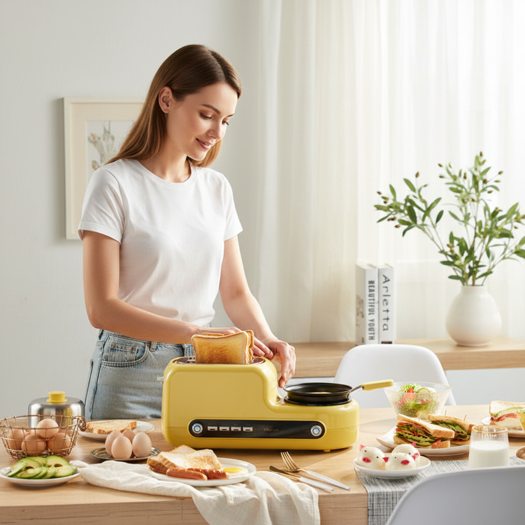 Bread Maker, Toaster, Skillet, and Egg Cooker Set