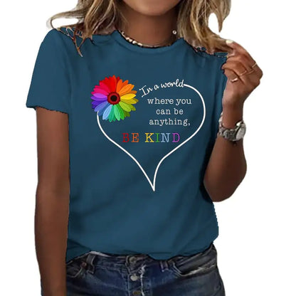 Summer Women's Short Sleeve T-shirt with Love Letter Print
