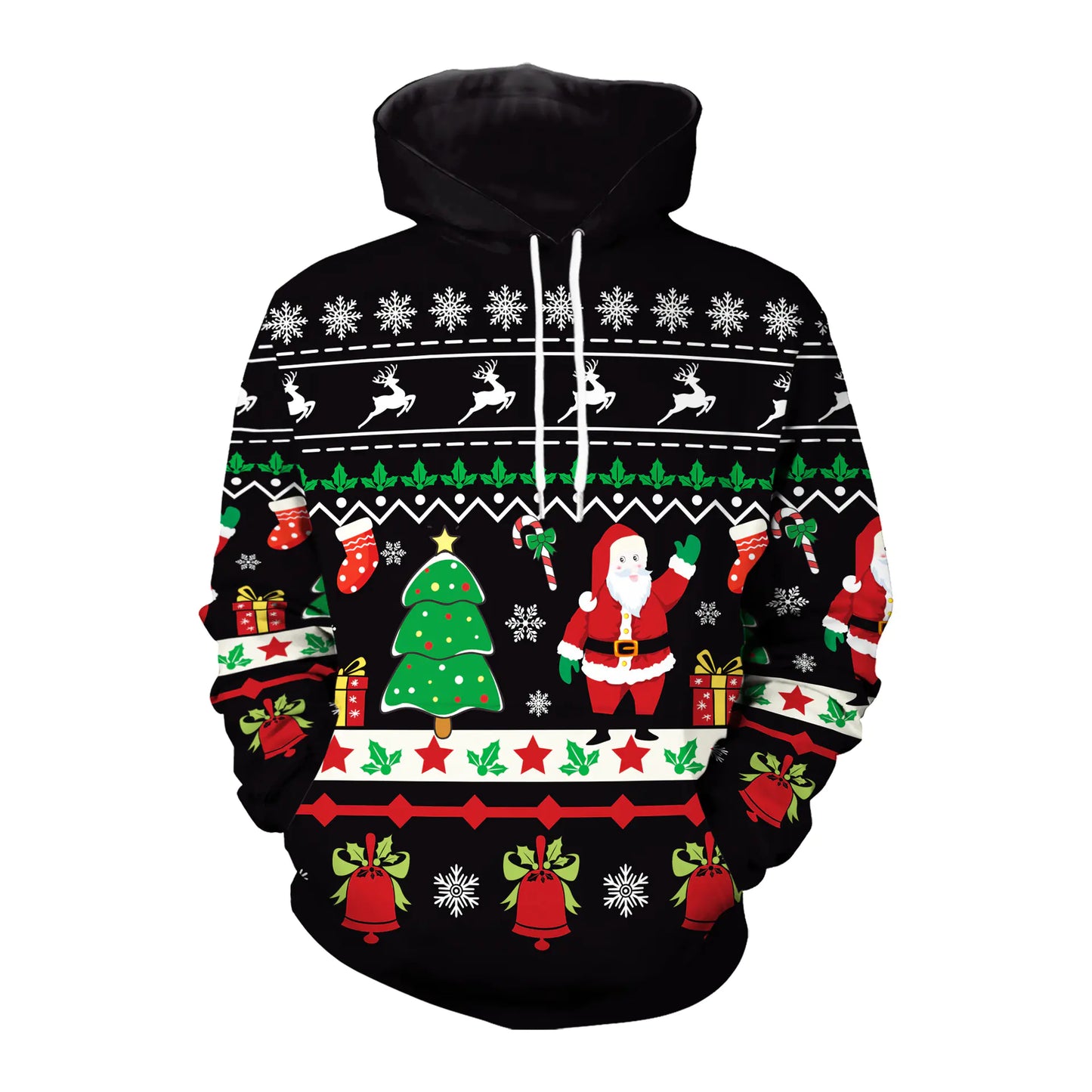 Elk Christmas Couple Hooded Sweater Print