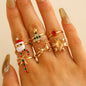 Festive Charm: 6-Piece Santa Claus Reindeer Christmas Rings Set