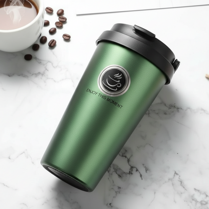 Rozsdamentes acélból készült szigetelt kávébögre fogantyúval