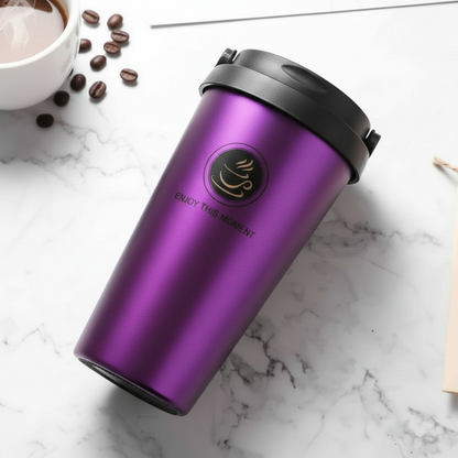 Rozsdamentes acélból készült szigetelt kávébögre fogantyúval