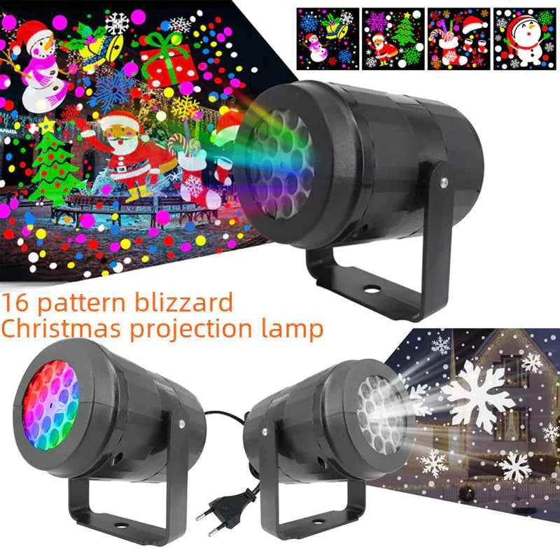 LED Christmas Projector Light with 16 Snowflake Patterns