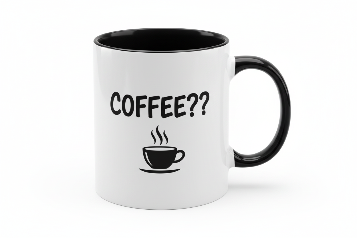 Fehér kerámia bögre színes belső