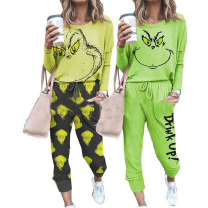 Grinch Drink Up Hoodie Set for Fall/Winter