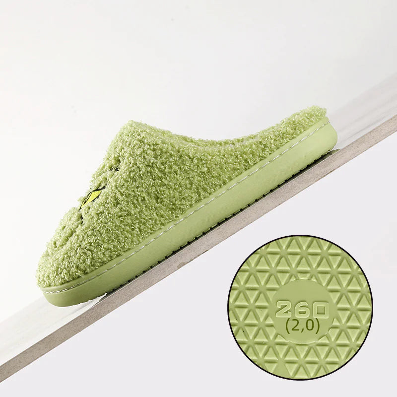 Cozy Grinch-Inspired Winter Cotton Slippers for Couples
