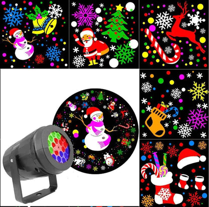 LED Christmas Projector Light with 16 Snowflake Patterns
