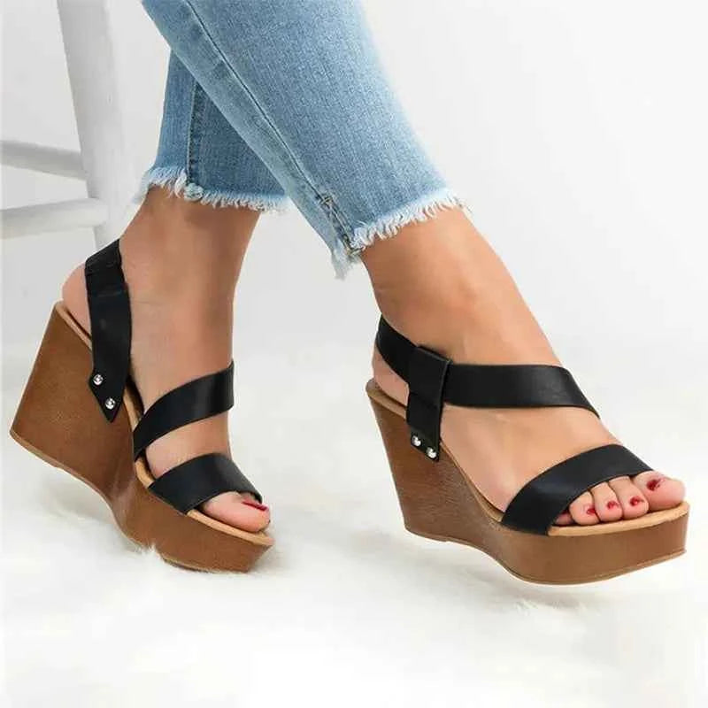 Women's Summer Casual Slip-On Wedge High Heels