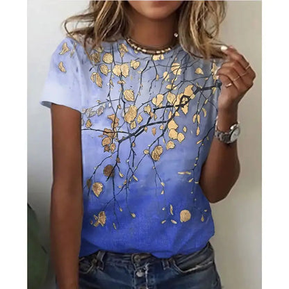 3D Floral Print Women's Short Sleeve T-Shirt