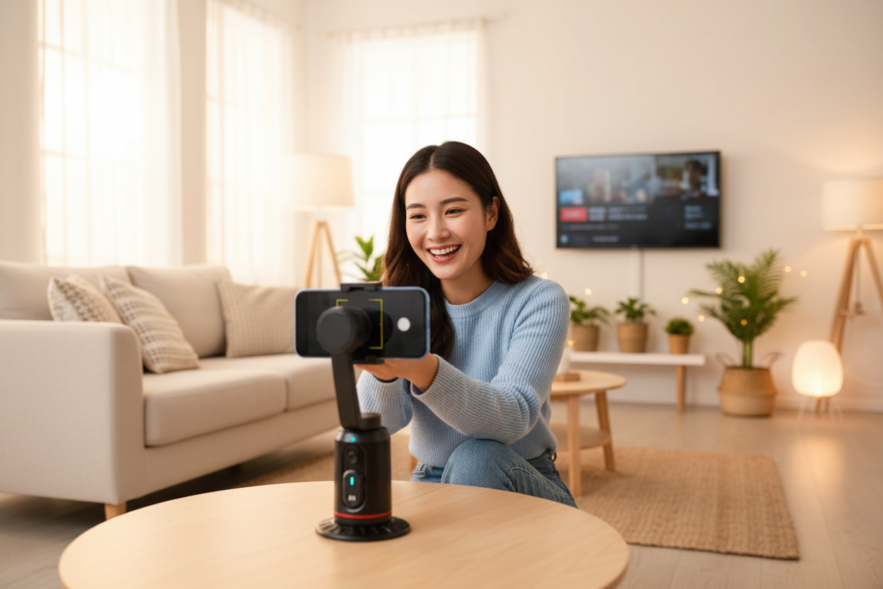 Q02 Smart 360° AI élő videókövető gimbal stabilizátor