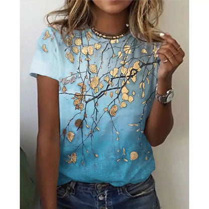 3D Floral Print Women's Short Sleeve T-Shirt