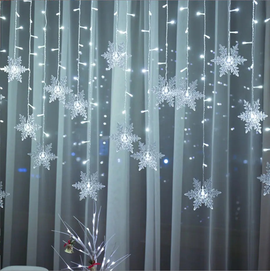 LED Snowflake Curtain Lights for Christmas & Parties