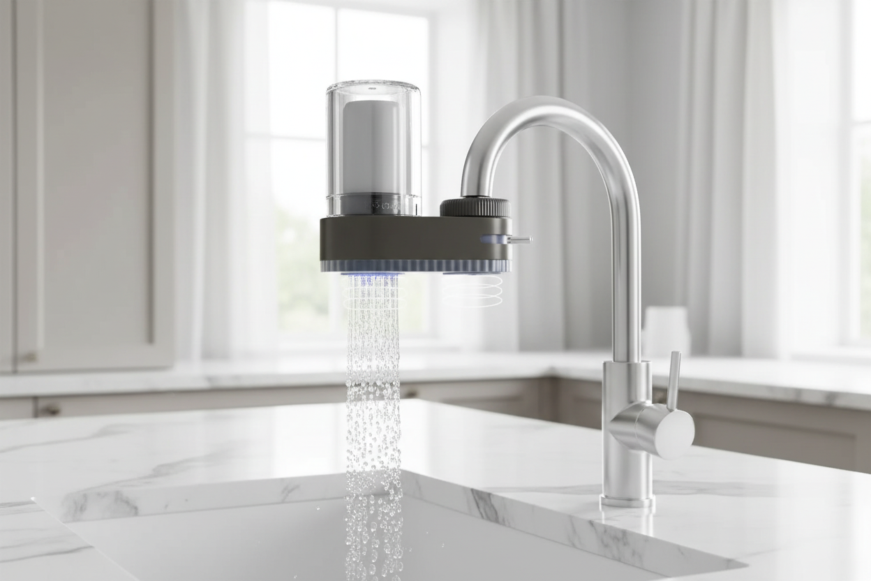 Telepítés nélküli csapra szerelhető víztisztító